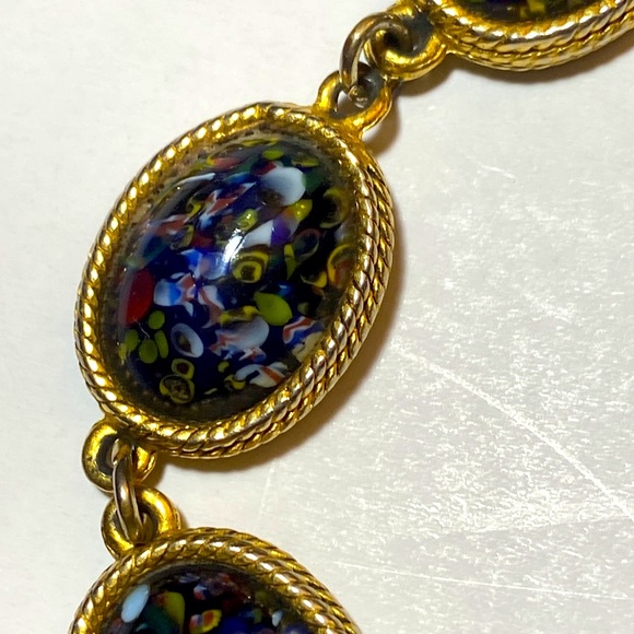 Accessocraft N.Y.C Oval Goldtone Multivolor Glass Beaded Linked Bracelet - Picture 2 of 4